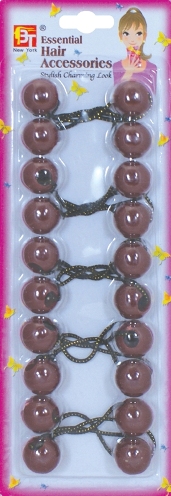 PONYTAIL HOLDERS<BR>10/PACK - 20MM - RED BROWN 